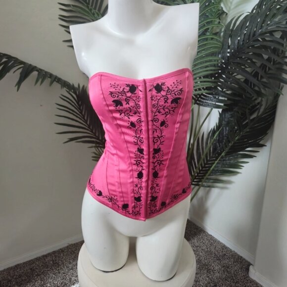 Whimsigoth Pink Corset Top Charlotte Russe Size Small  | Gothic Embroidery - Picture 2 of 4